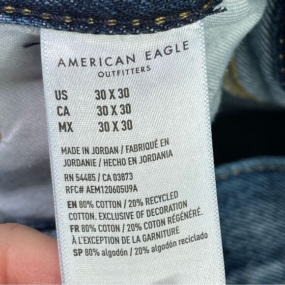 American Eagle Jeans Men's 30X27 Blue Baggy Straight Mid-Rise Dark Wash Denim - Picture 7 of 12